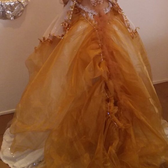 SAMPLE GOWN ONLY-ASHANTI White & Gold Sequin Boho Wedding Ballgown - Picture 5 of 6